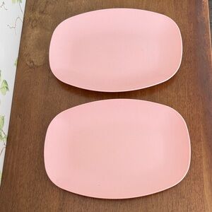 Vintage MarCrest Chicago Mermac Pastel Pink Oval Platters Set of 2